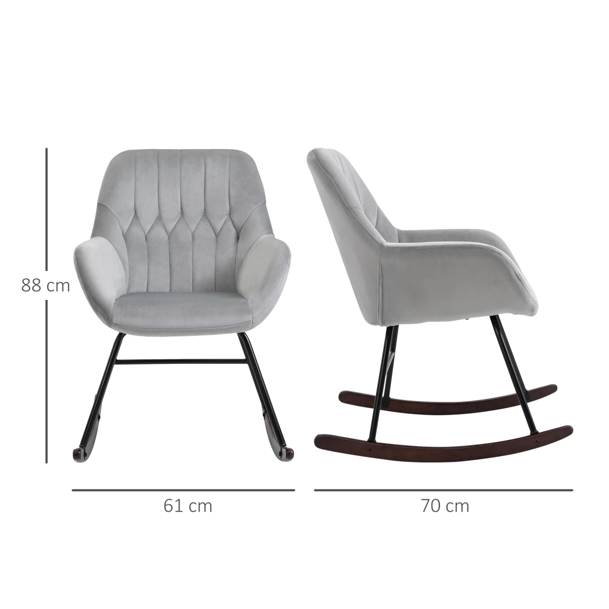 Unbranded Premium Rocking Chair Tub Shape With Steel Frame And Plush Padding For Home Office Grey Ergonomic Back Support - Accent Chair