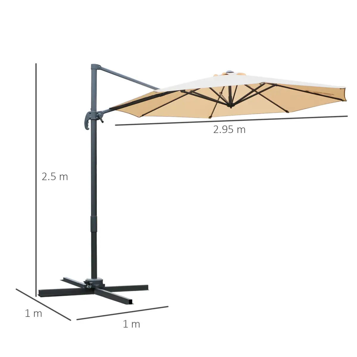 Outsunny Outsunny Umbrella Parasol W/360� Rotation and Cross Base-Beige - Parasol
