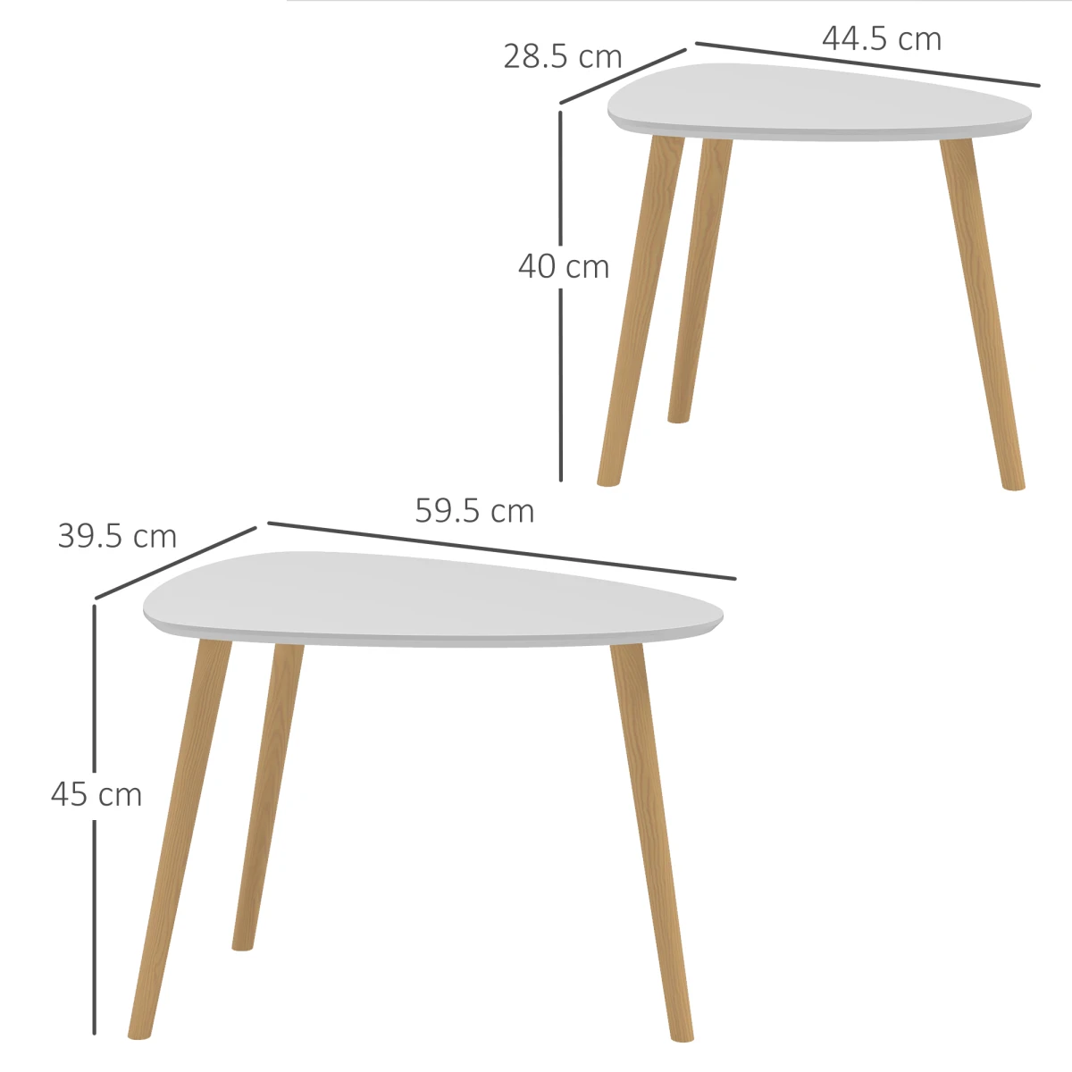 HOMCOM Nesting Side Tables Set Of 2 Two-Tier Modern Scandinavian Grey With Natural Wood Legs Living Room by HOMCOM