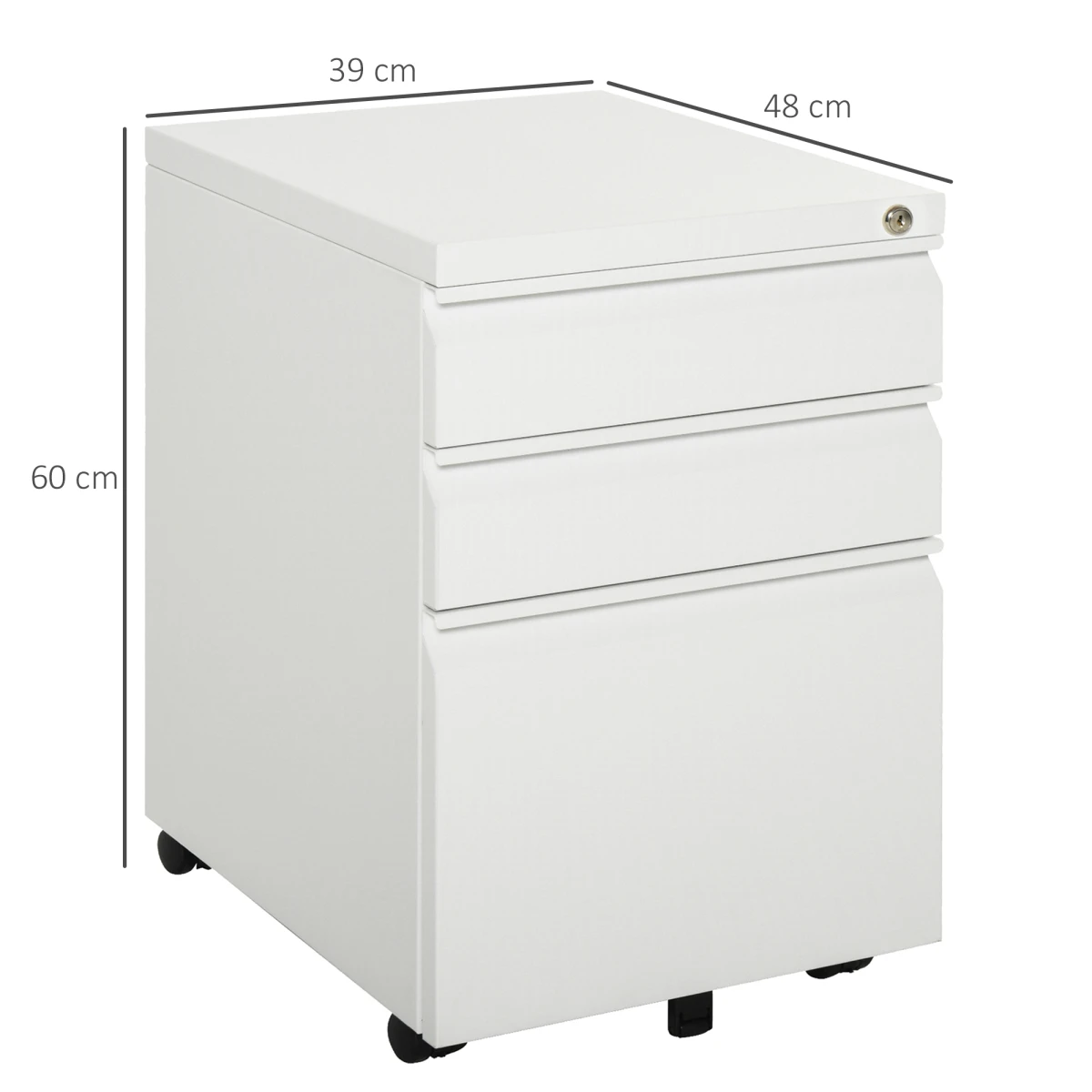 Vinsetto Lockable Mobile Vertical File Cabinet 3 Drawer Office Organizer For Home Office by Unbranded
