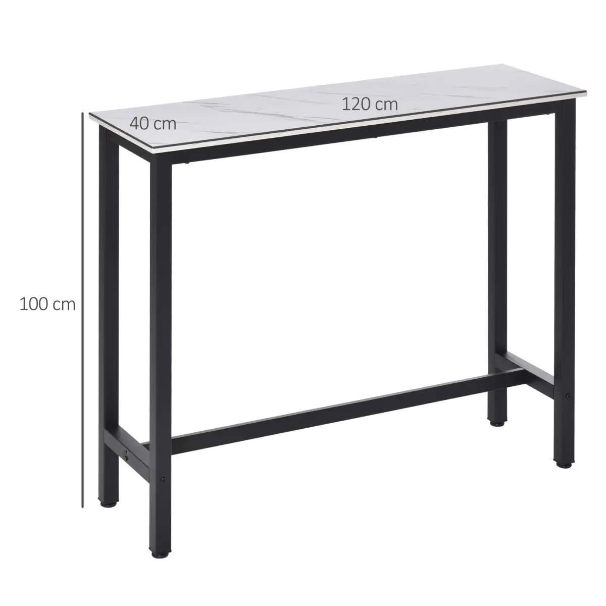 Unbranded Bar Table Breakfast Dining Coffee Table w/ Adjustable Footpads White & Black - Dining Table