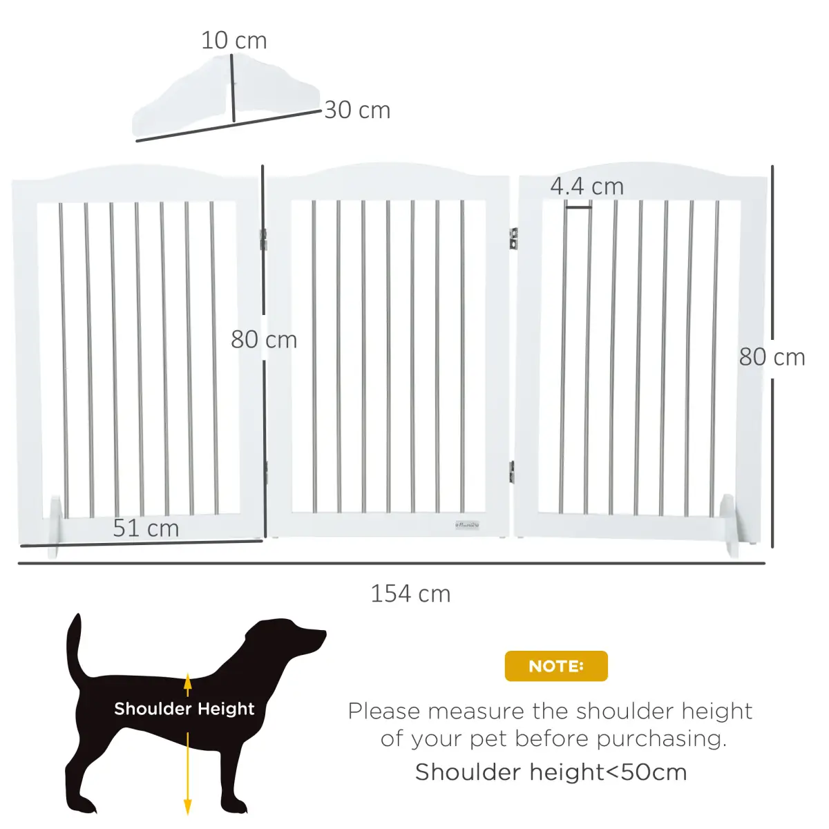 PawHut Foldable Dog Gate for Doorways, Stairs, Halls - White - Pet Gate