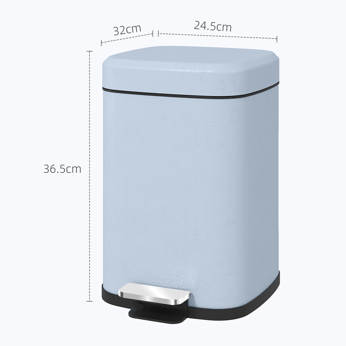 HOMCOM 12L Kitchen Pedal Bin, Metal Rubbish Bin with Soft-close Lid, Light Blue - from HOMCOM