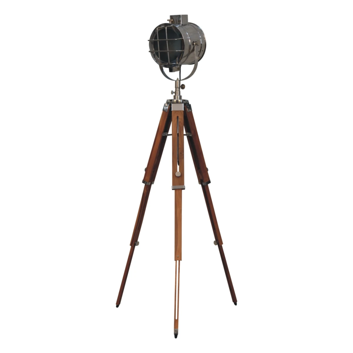 Artisan Furniture Artisan Caged Chrome Spotlight Floor Lamp with Tripod Legs for Stylish Home Decor - Lamp