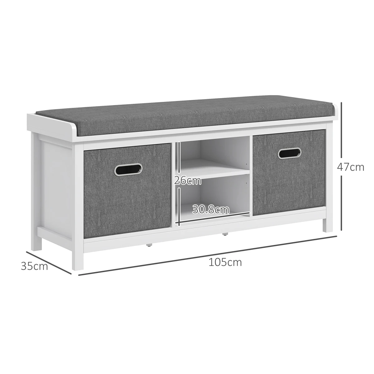 HOMCOM HOMCOM Shoe Bench Cushioned Seat Fabric Drawers - Shoe Storage