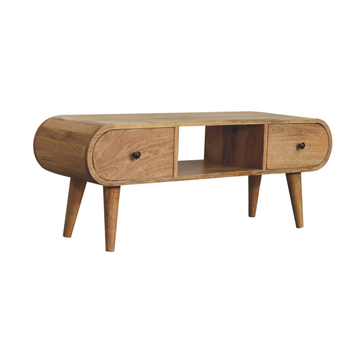 Artisan Furniture Artisan Solid Wood Circular TV Unit Beige With Two Drawers - TV Unit