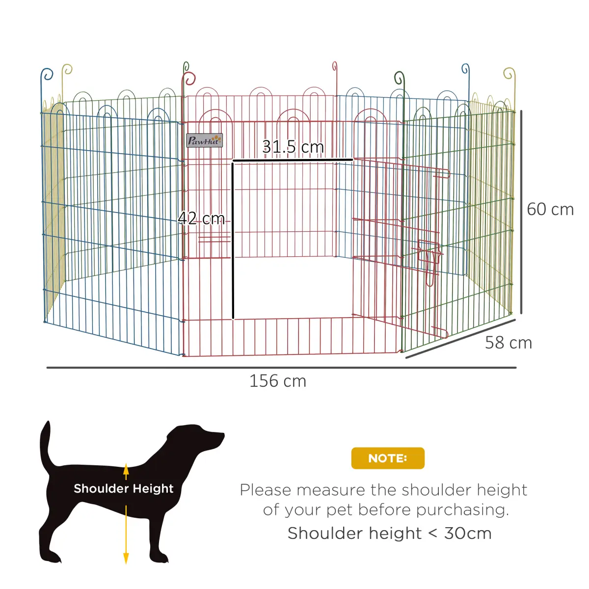 PawHut PawHut Pet Playpen Dog Puppy Crate Kennel w/ Door, 60H x Φ156cm - Pet Playpen