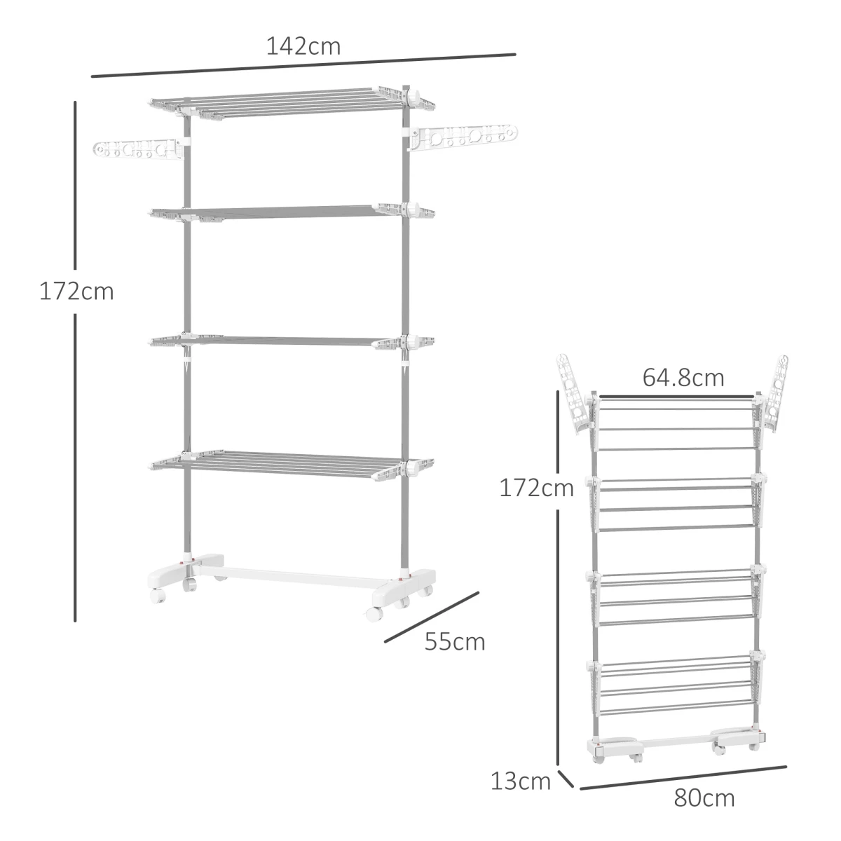 Premium Clothes Rack 4 Layer Folding With Wheels For Home by HOMCOM