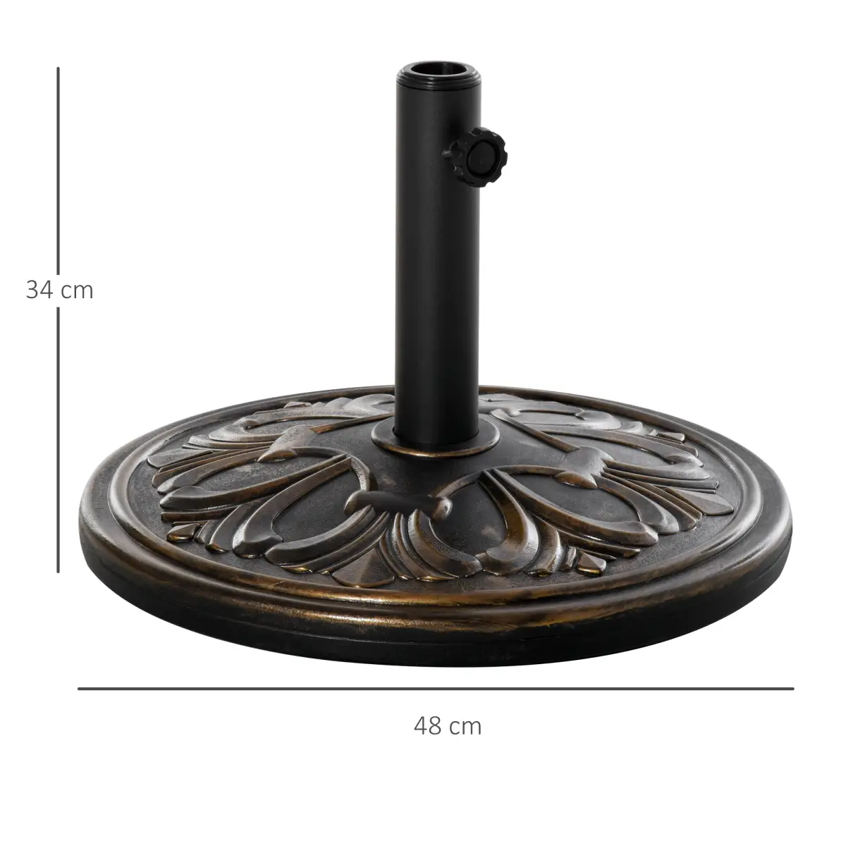Outsunny Outsunny 13KG Round Parasol Base Heavy Duty Cement Stand Umbrella Holder Bronze - Parasol