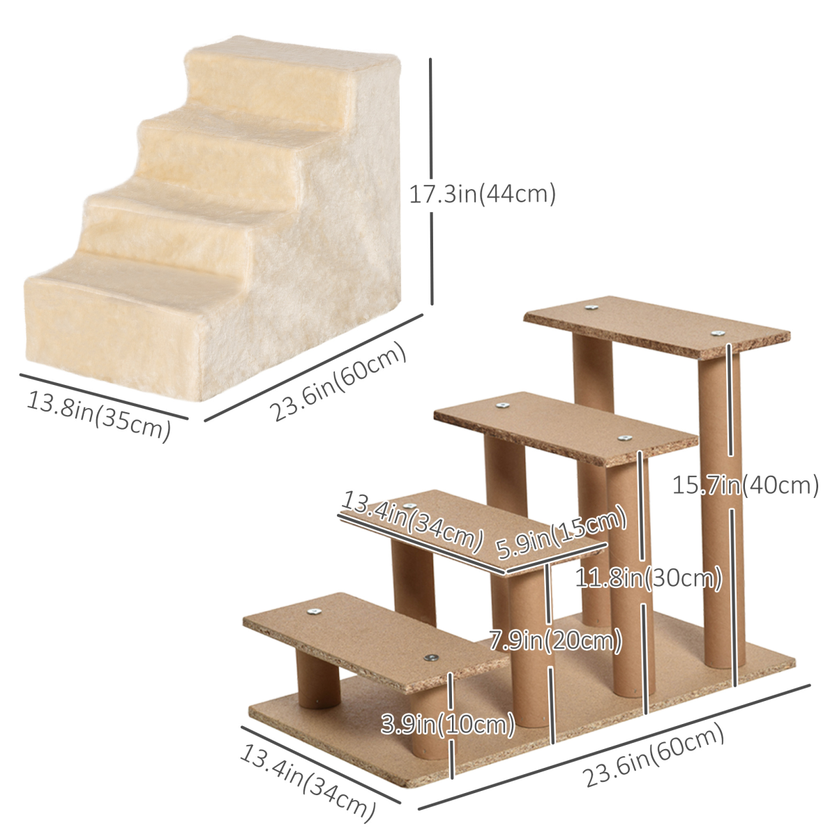 4-Level Pet Steps, Removable Flannel Cover, 4.5kg Capacity