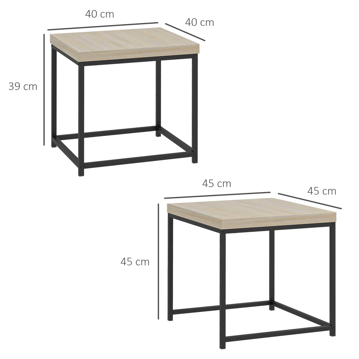 HOMCOM Nesting Tables 3.5cm Oak ThickTop ForHome by HOMCOM