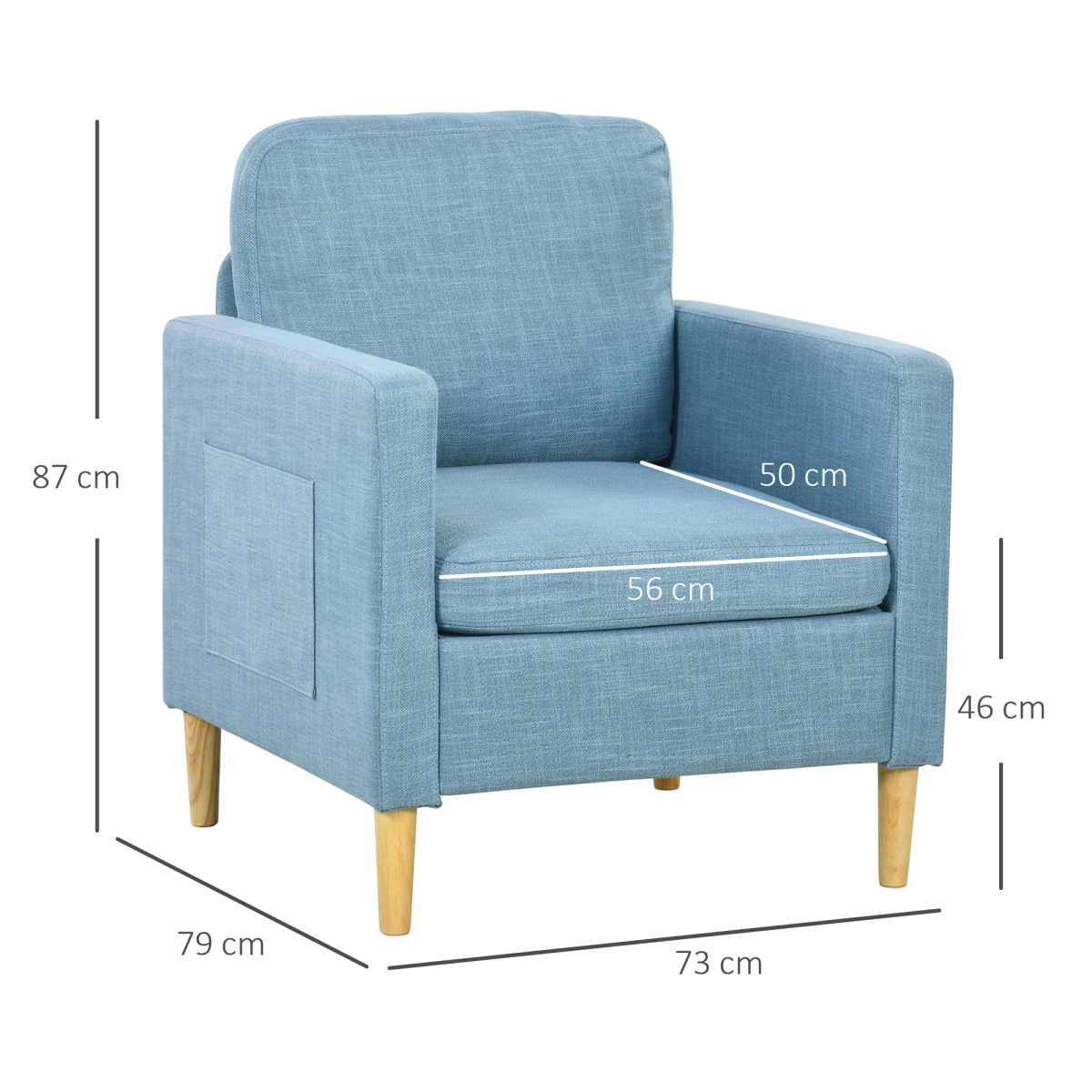 HOMCOM Armchair Compact Linen Look Upholstered for Bedroom by HOMCOM