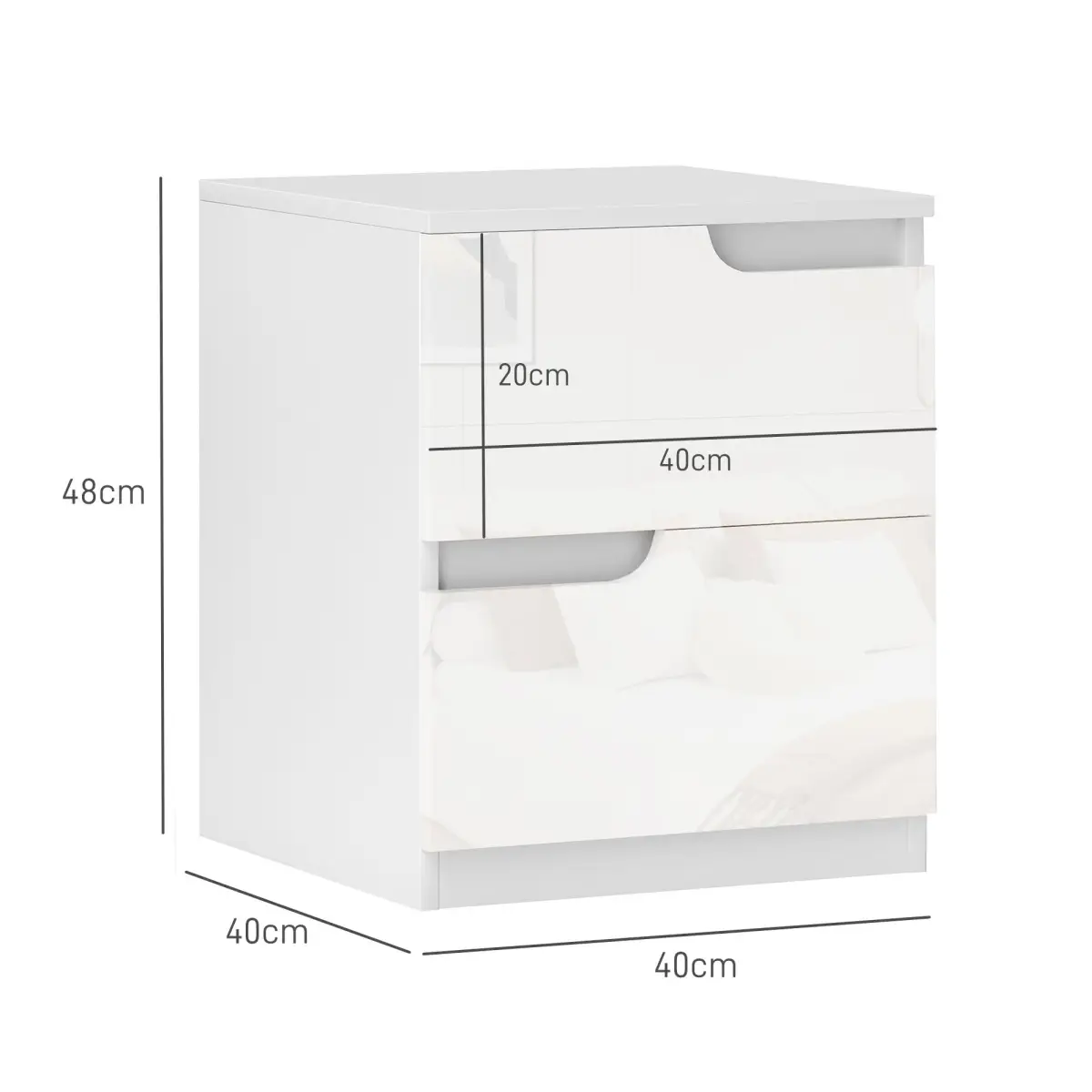 HOMCOM HOMCOM Modern Bedside Table with 2 Drawers for Bedroom, Living Room, White - Bedside Table