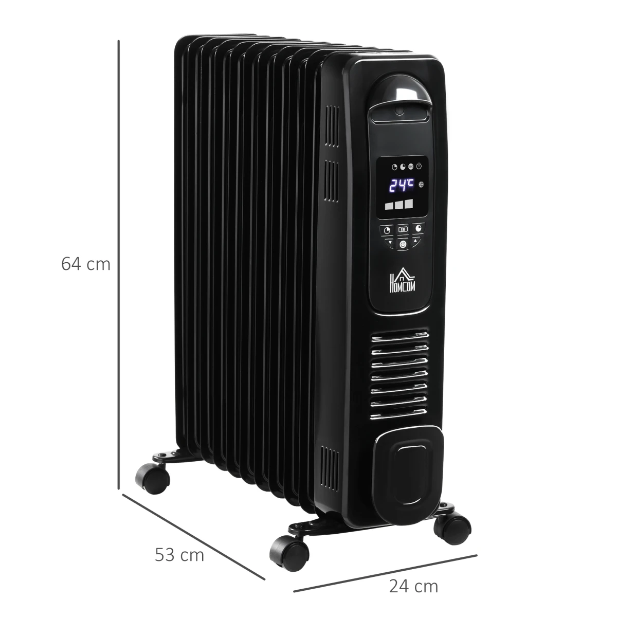 HOMCOM Oil Filled Radiator Slim LED Home Use - Radiator