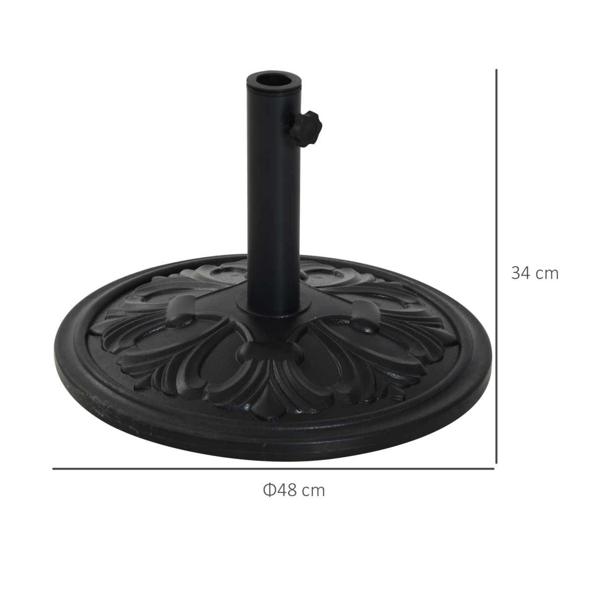 Outsunny Round Parasol Base Heavy Duty Cement Stand Umbrella Holder Garden - Parasol