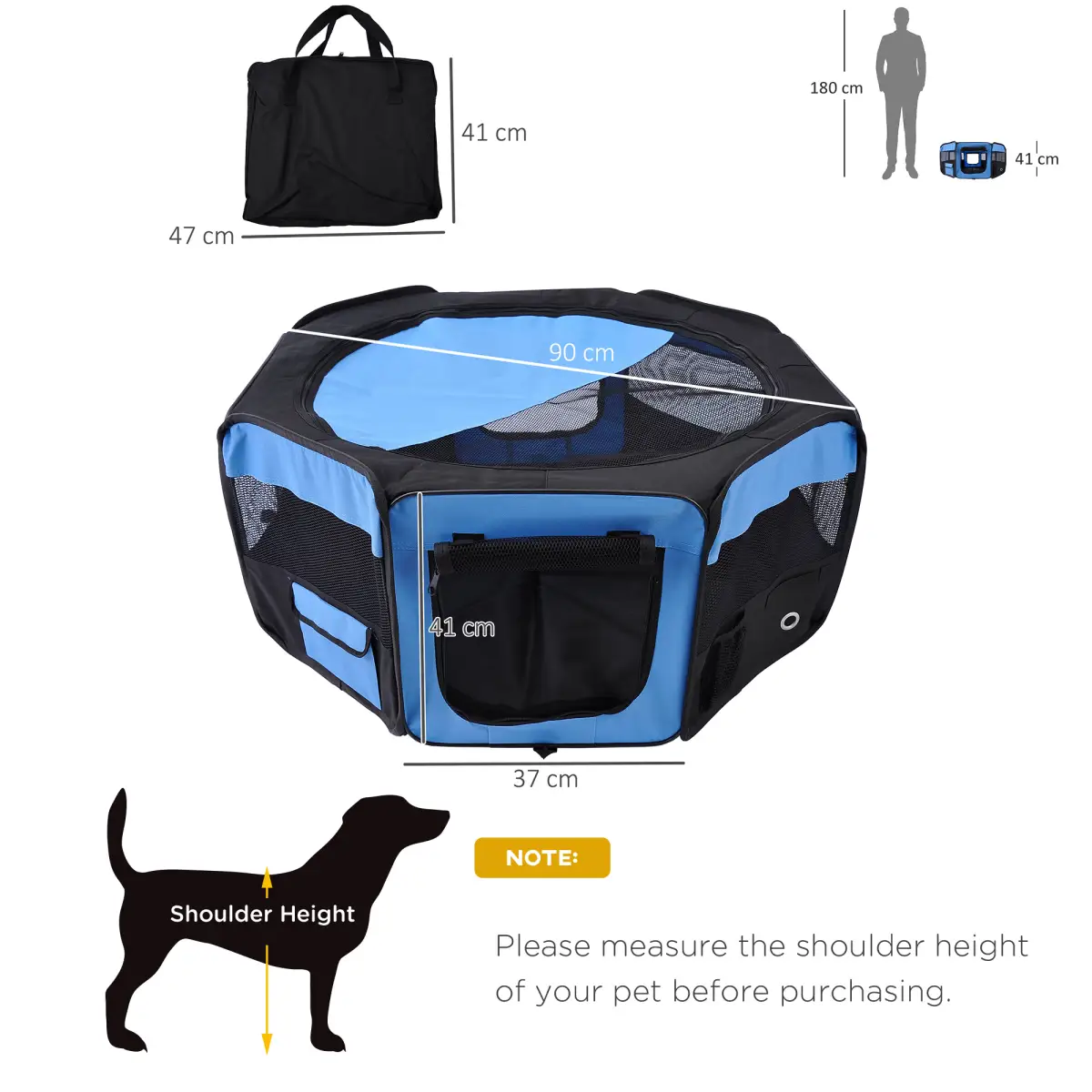 Pawhut Fabric Pet Puppy Dog Cat Rabbit Pig Guinea Playpen Play Pen Run S M L 3 Colour - Pet Playpen