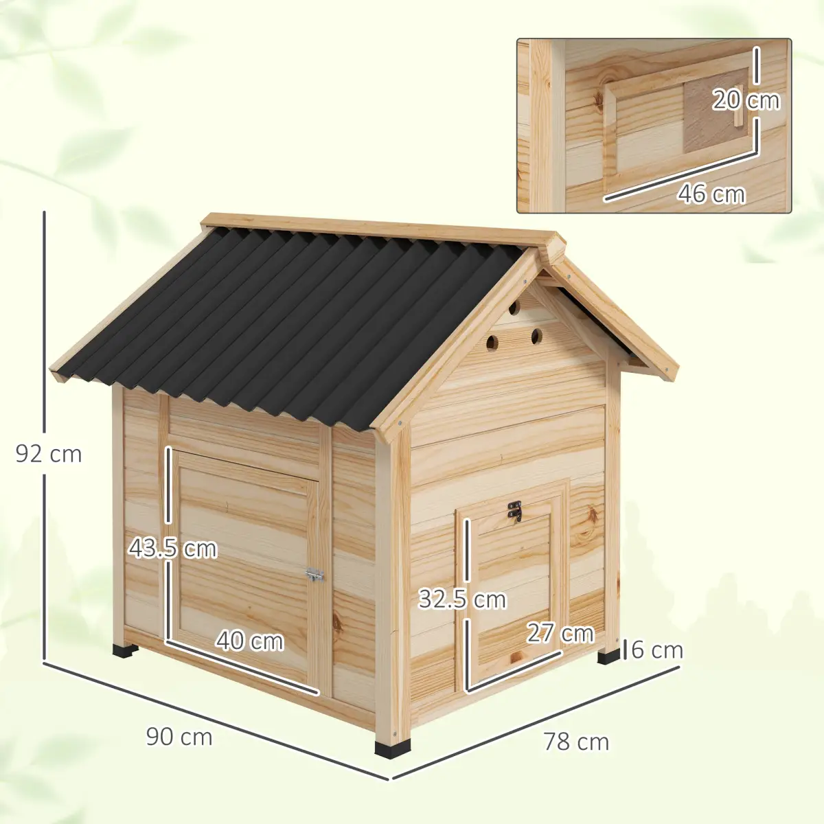 PawHut PawHut Wooden Duck House, Poultry Coop with Double Doors, Openable Roof - Chicken Coop