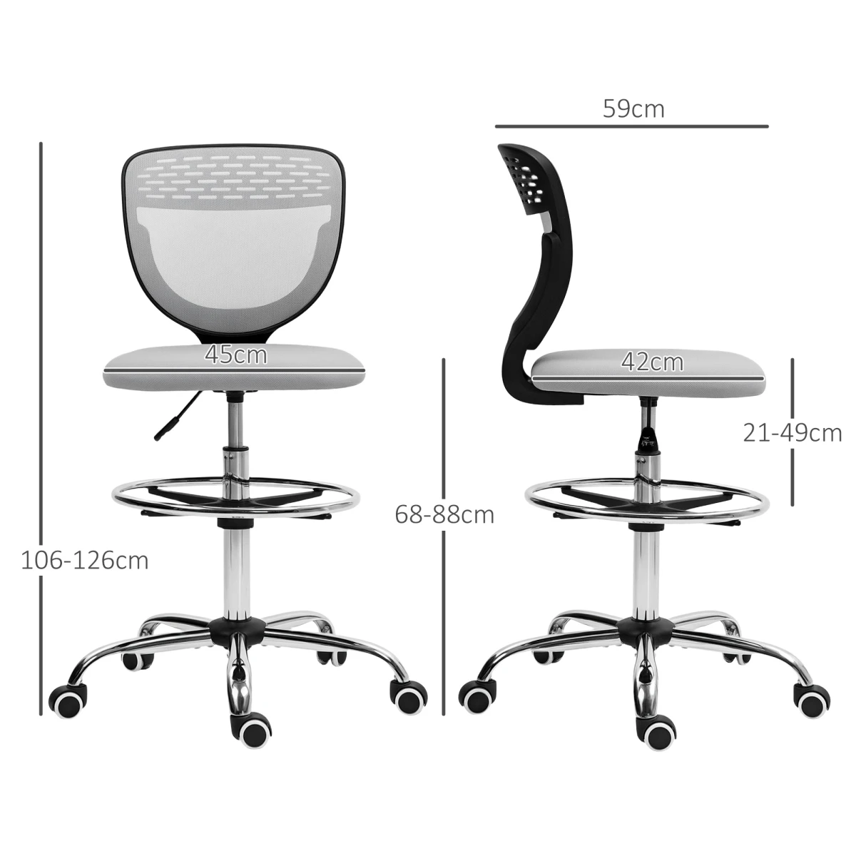 Vinsetto Vinsetto Draughtsman Chair With Adjustable Height For Office - Uncategorized Office Chair