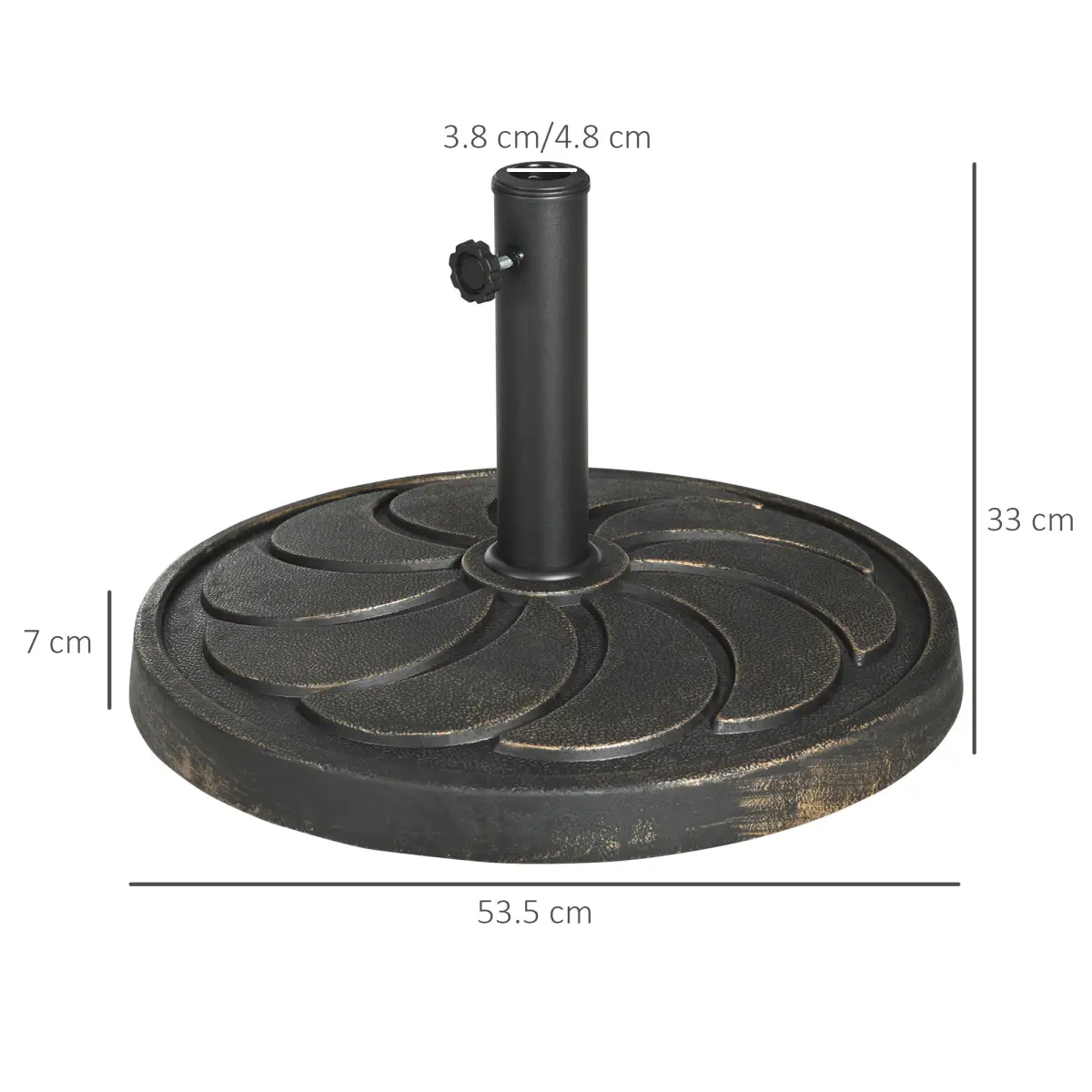 Outsunny Outsunny 18kg Round Resin Garden Parasol Base for Poles of 38mm-48mm - Parasol