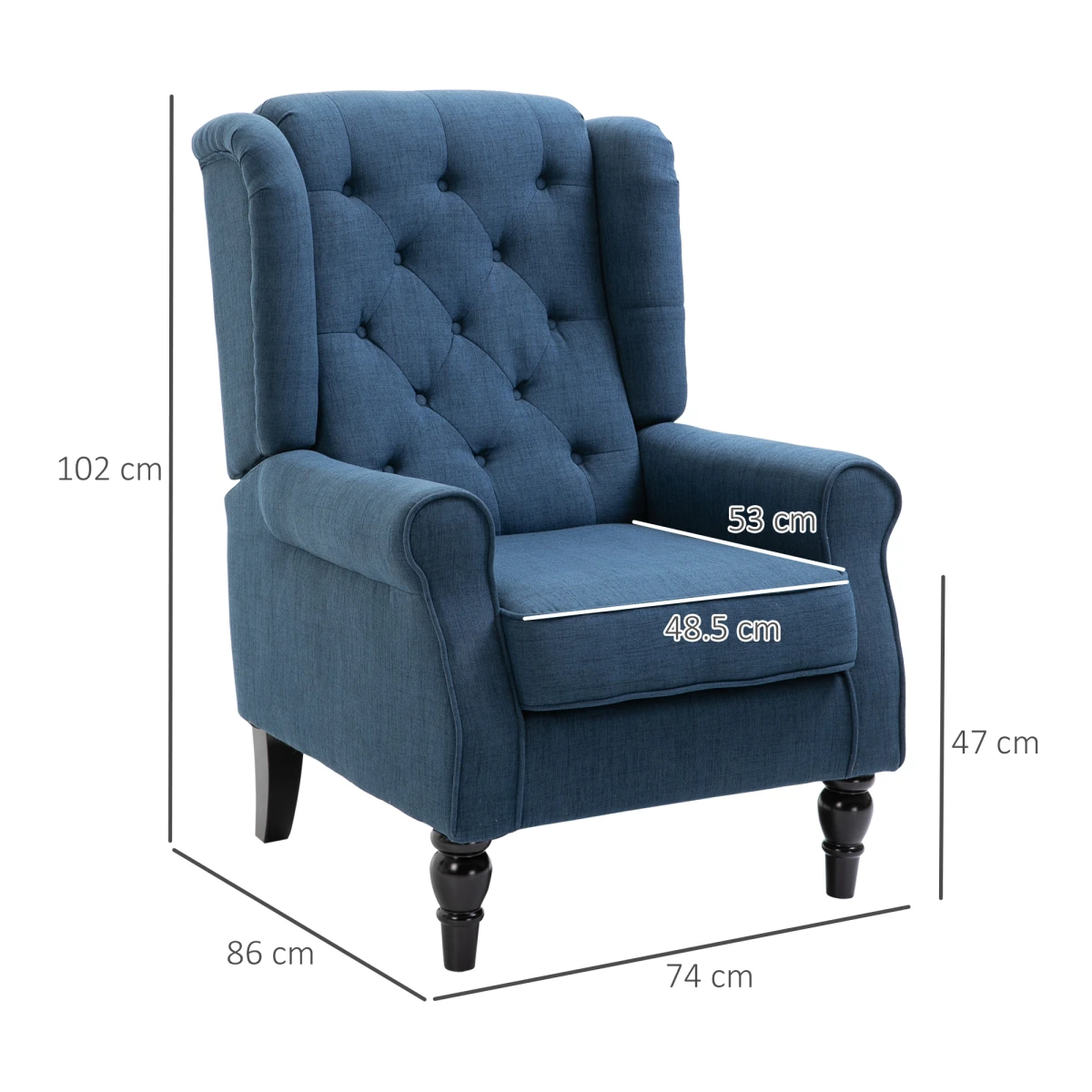 HOMCOM Accent Armchair Medium Tufted Back Living Room by HOMCOM
