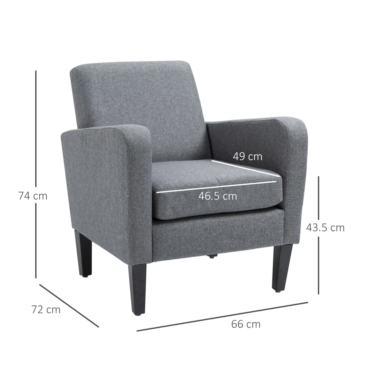 Premium Linen Armchair Compact Curved Arms For Living Room by HOMCOM