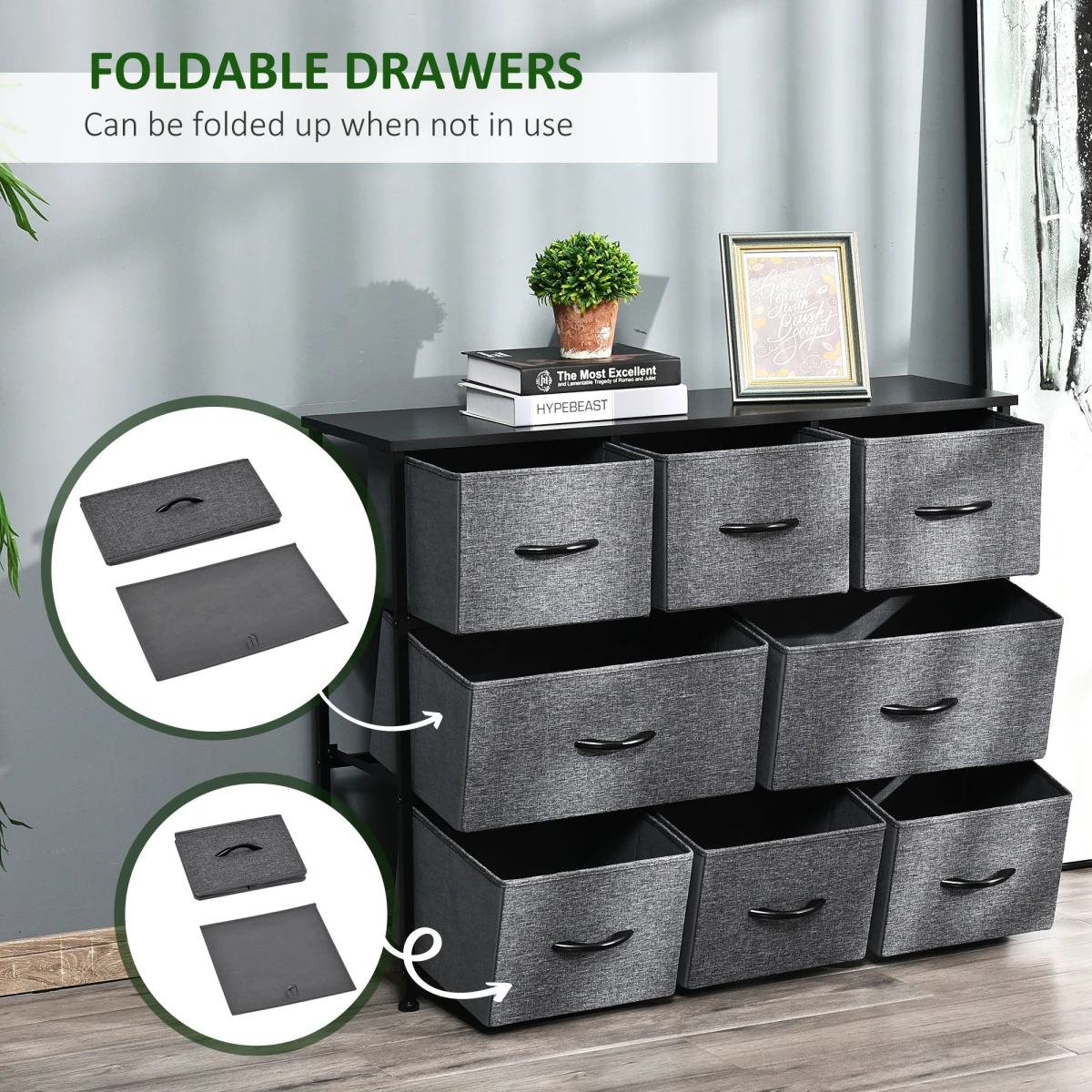 HOMCOM Dresser 8 Drawer Fabric Bedroom by HOMCOM