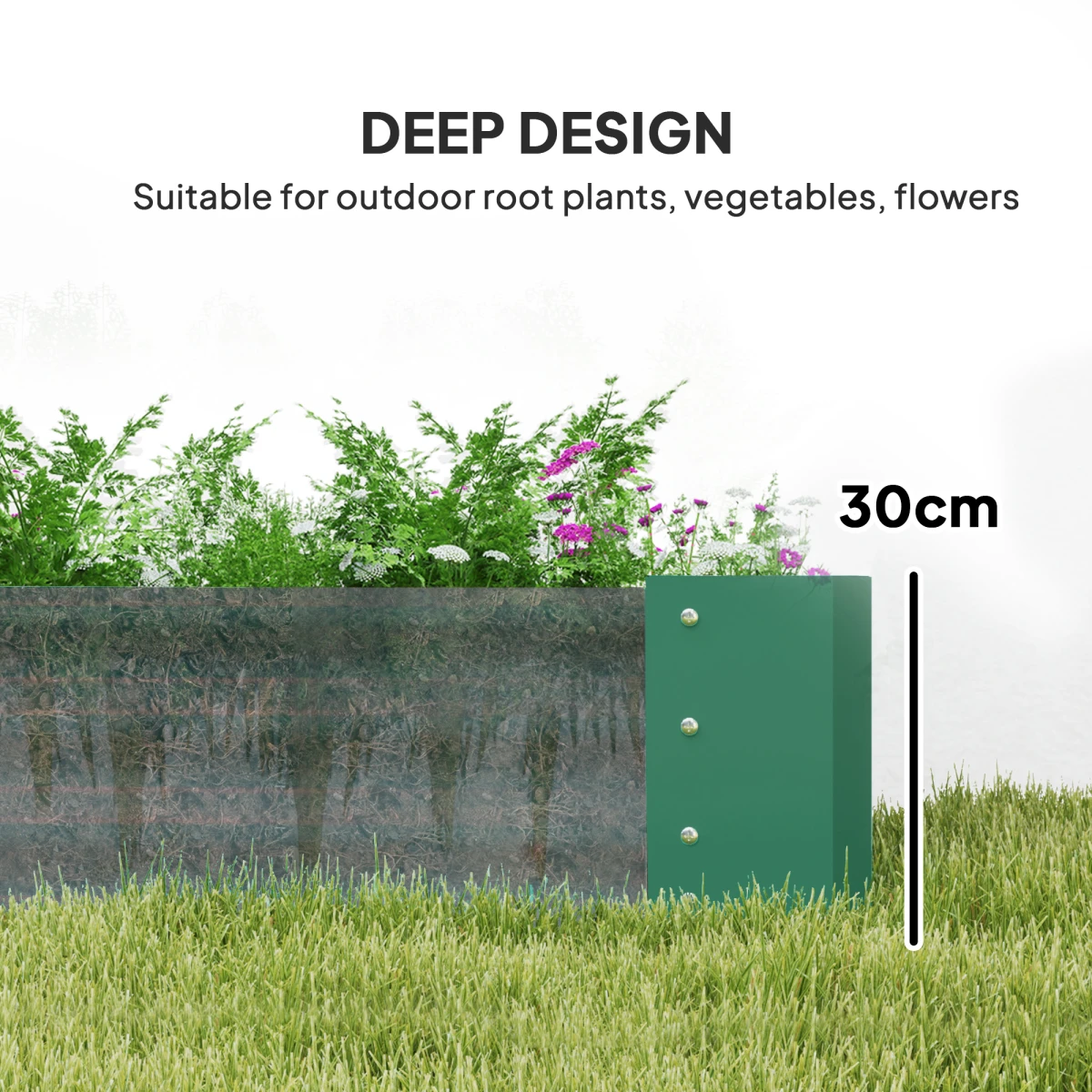 Outsunny Outsunny Raised Bed 180x90x30cm Galvanised Steel For Growers - Planters