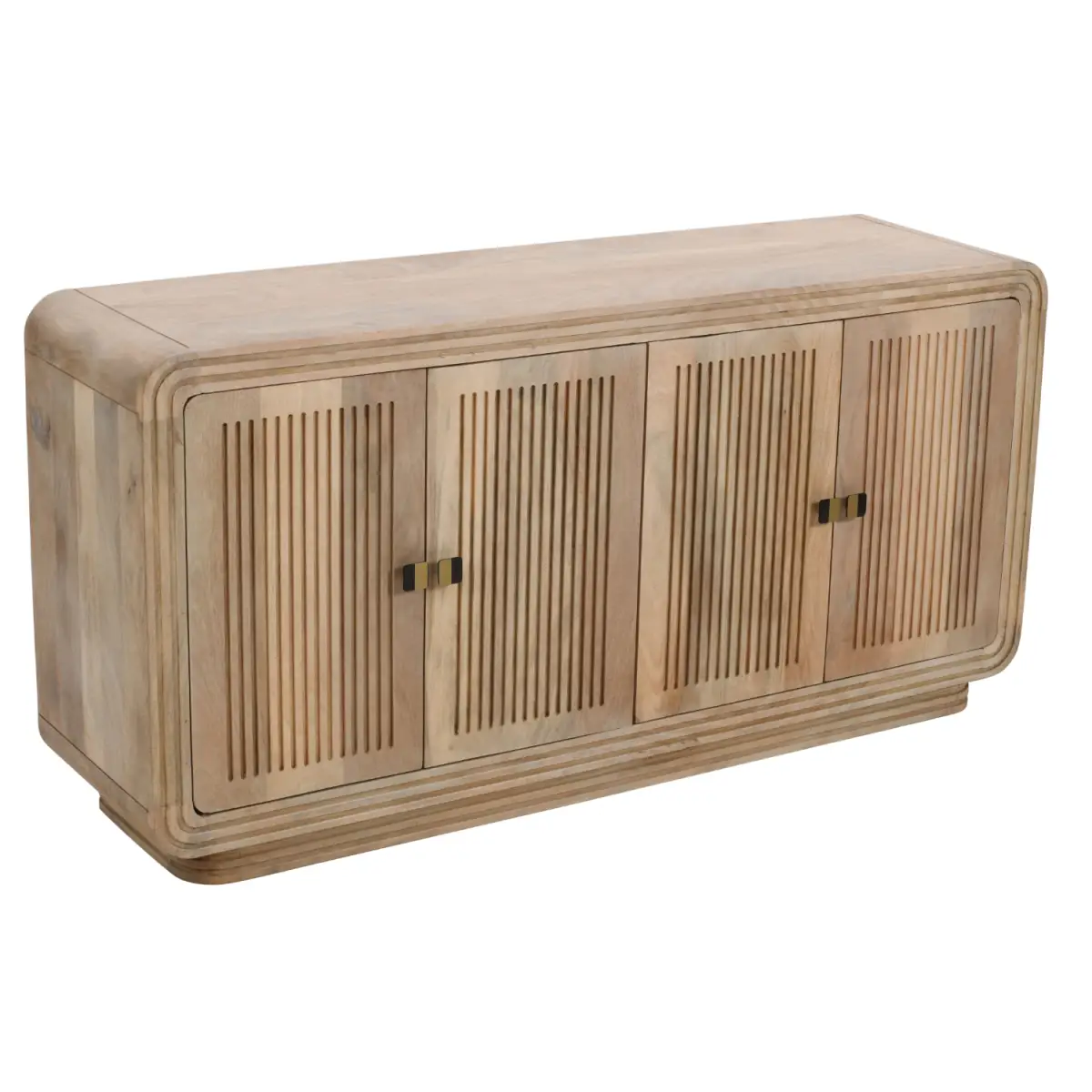 Indian Hub Hudson Carved Mango Wood 4 Doors Large Sideboard - Sideboard