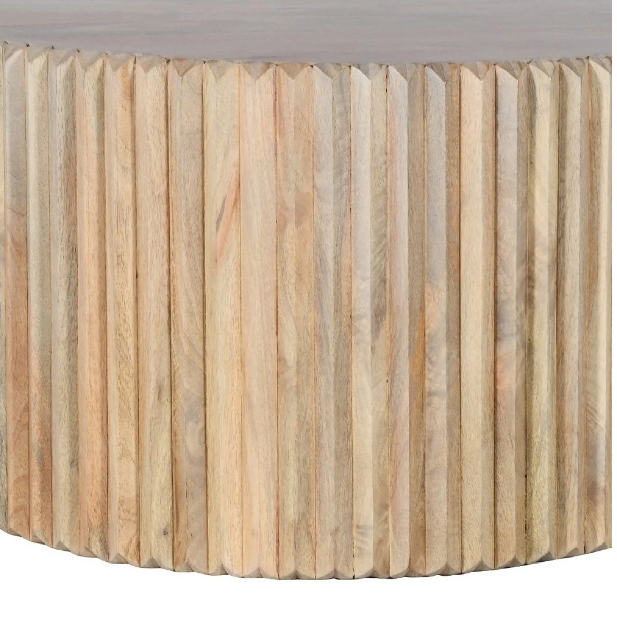 Hudson Coffee Table Round Carved Mango Wood Handcrafted In India Sustainable Solid Wood For Eco Conscious Homes by Indian Hub