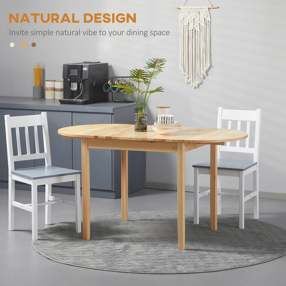 Natural Pine Dining Table Set Large Oval Drop Leaf Non Slip Feet Chairs Included Seats Four To Six by N/A