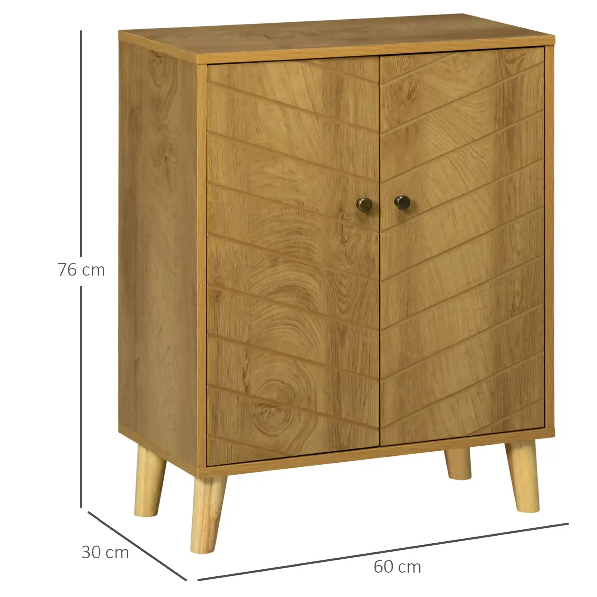 HOMCOM Storage Cabinet for Living Room Sideboard with Chevron Doors Natural - Sideboard