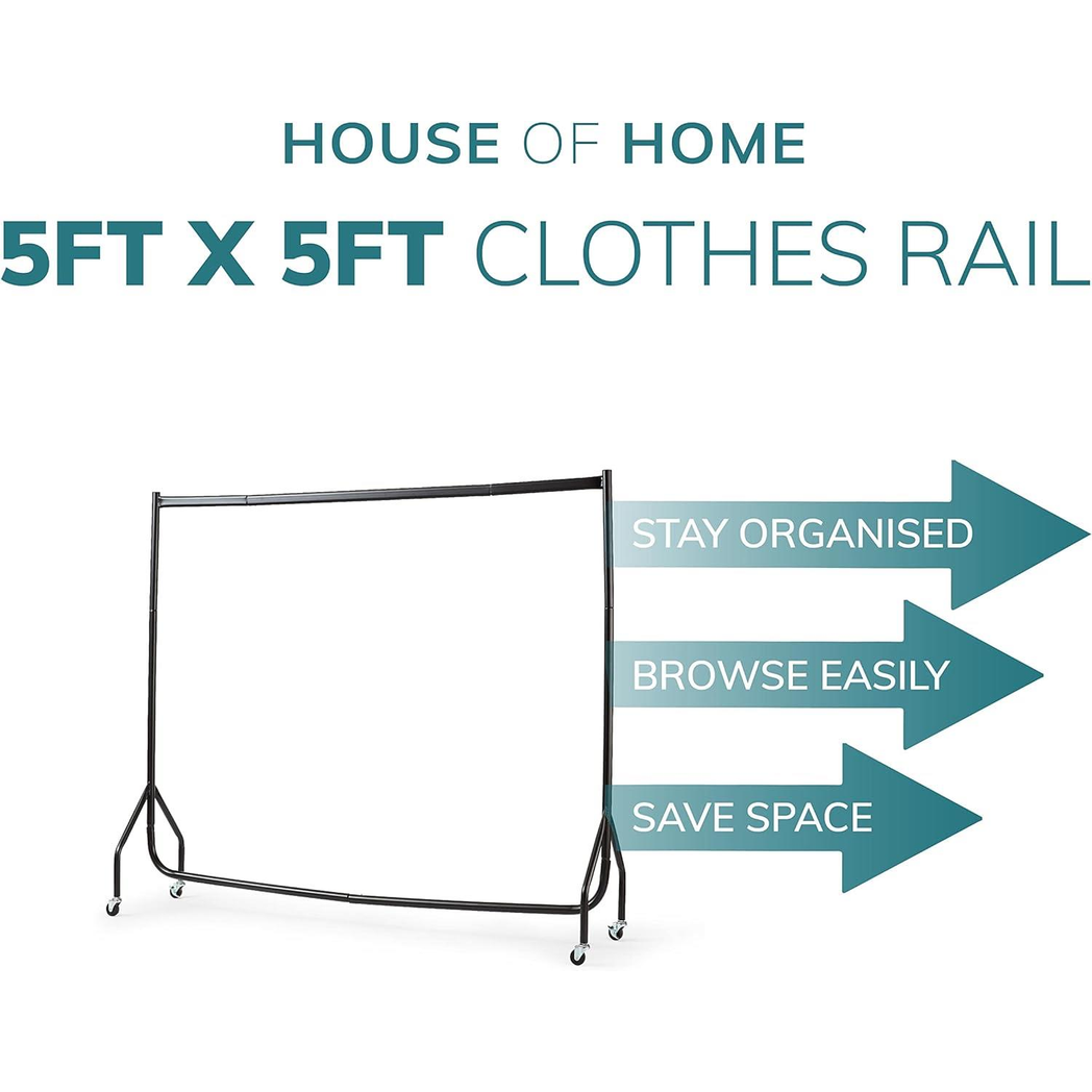 Superior Heavy Duty Clothes Rail 5ft x 5ft Pop Clip Home Use by Direct Online Houseware