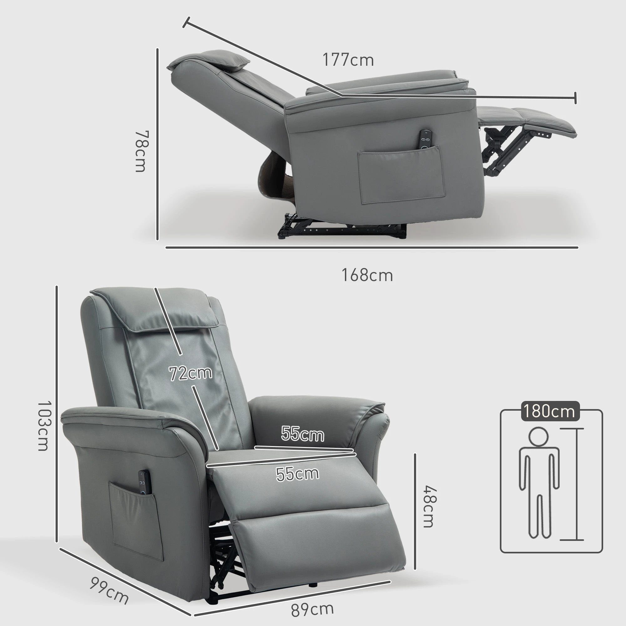 HOMCOM Kneading Massage Recliner Chair Breathable Leather Recliner Armchair by HOMCOM