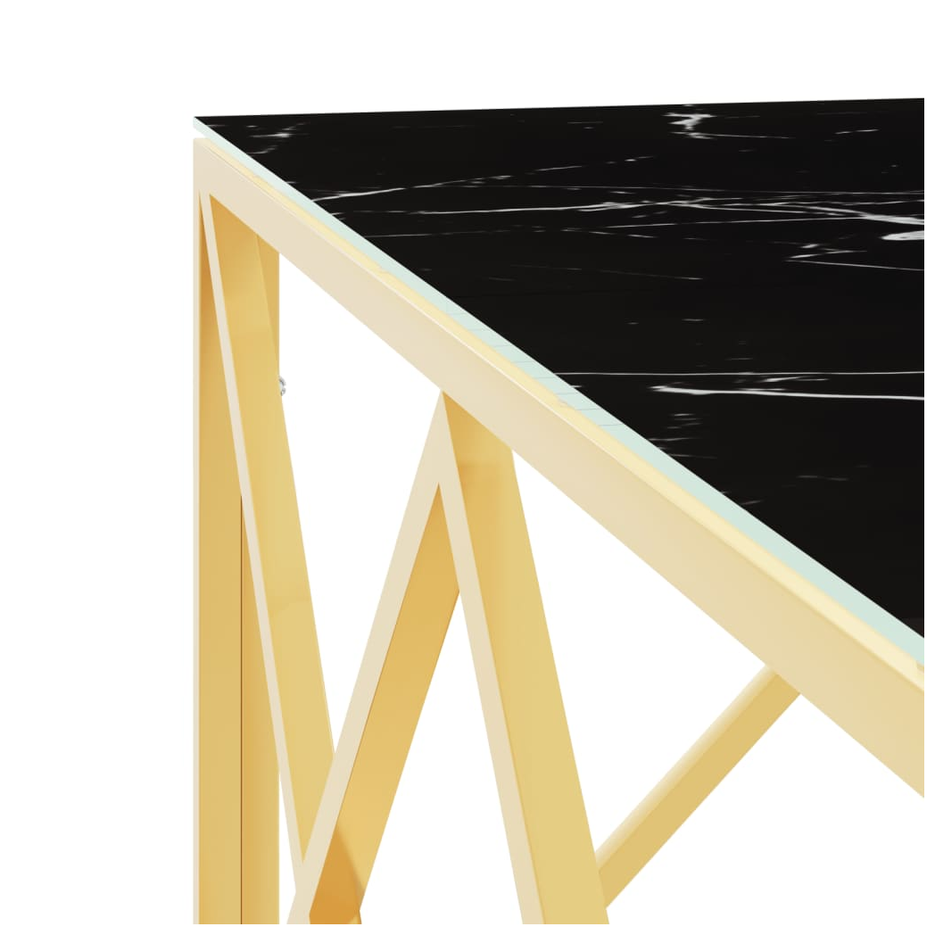 vidaXL Coffee Table 80x80x40 cm Gold Stainless Steel Marble Pattern Glass Top Living Room by vidaXL