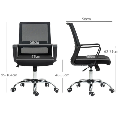 Vinsetto Mesh Office Chair Desk Chair w/ Swivel Seat Adjustable Height Black by Vinsetto