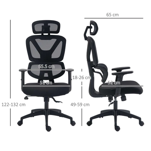 Vinsetto Vinsetto Mesh Office Chair Swivel Desk Chair w/ Adjustable Height Headrest Black - Office Chair