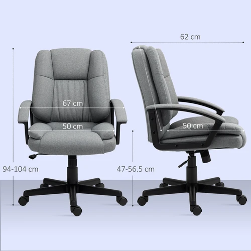 HOMCOM Swivel Executive Office Chair Mid Back Chair w/ Arm, Grey by HOMCOM