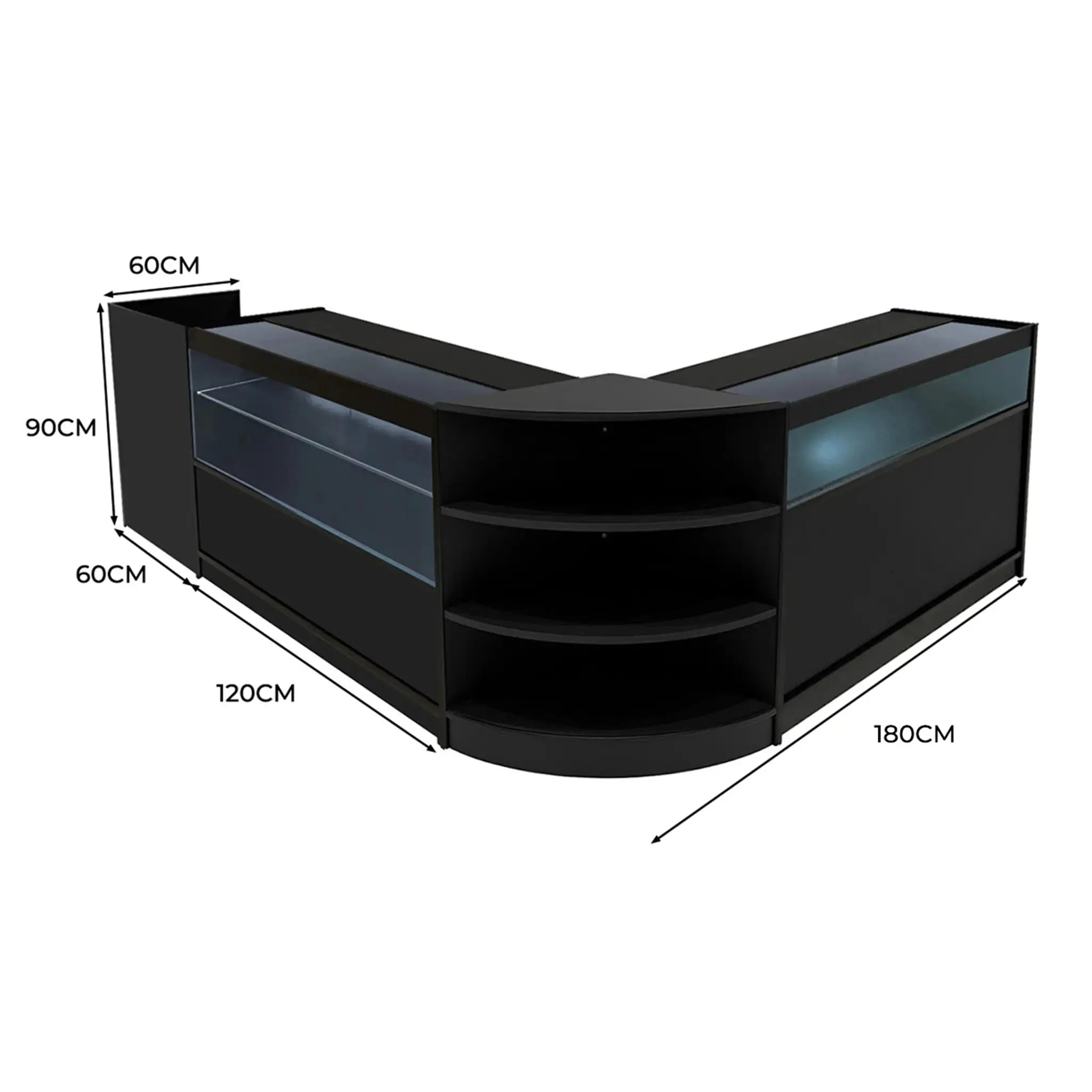 Monster Shop Europa LED Shop Counter Set B1200, C1200, TB60 & LM60 - Black -