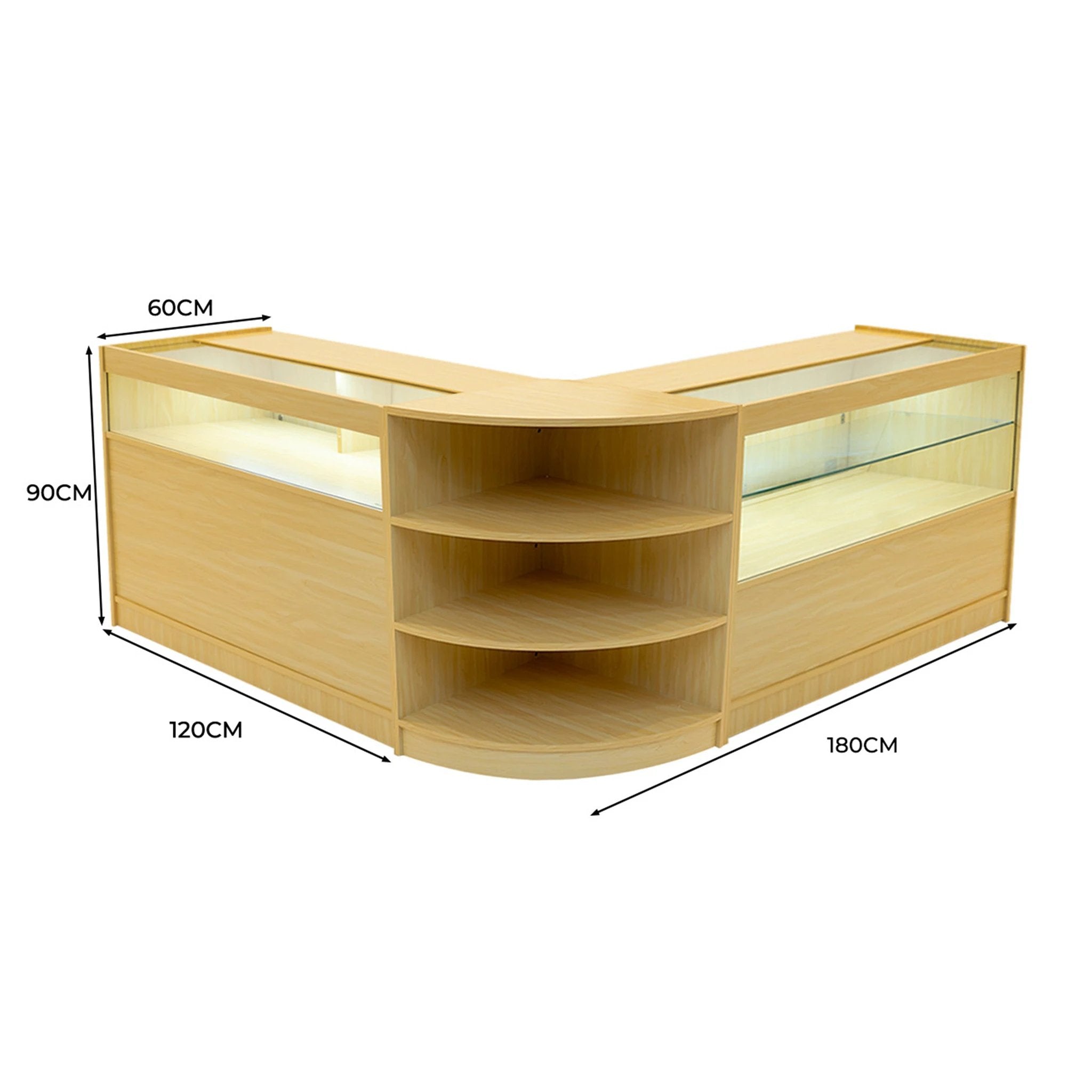 Harmonia LED Shop Counter Set B1200, C1200 & LM60 - Maple by Monster Shop