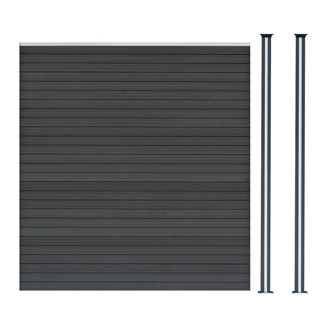 Monster Shop Composite Fence Panel & LED Posts 6ft x 6ft - Grey -