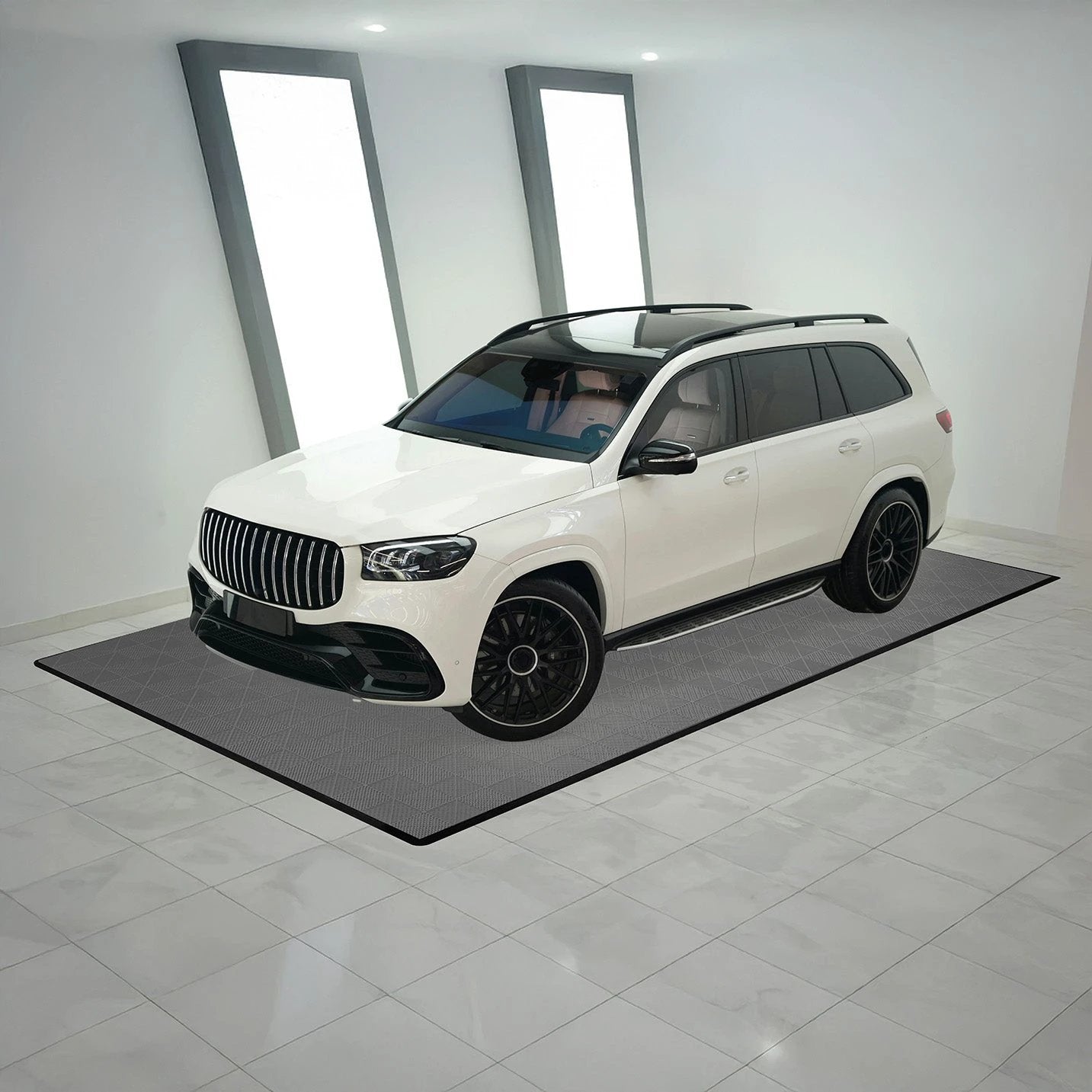 Vented Garage Floor Tiles x 120 With Edges - Grey by Monster Shop