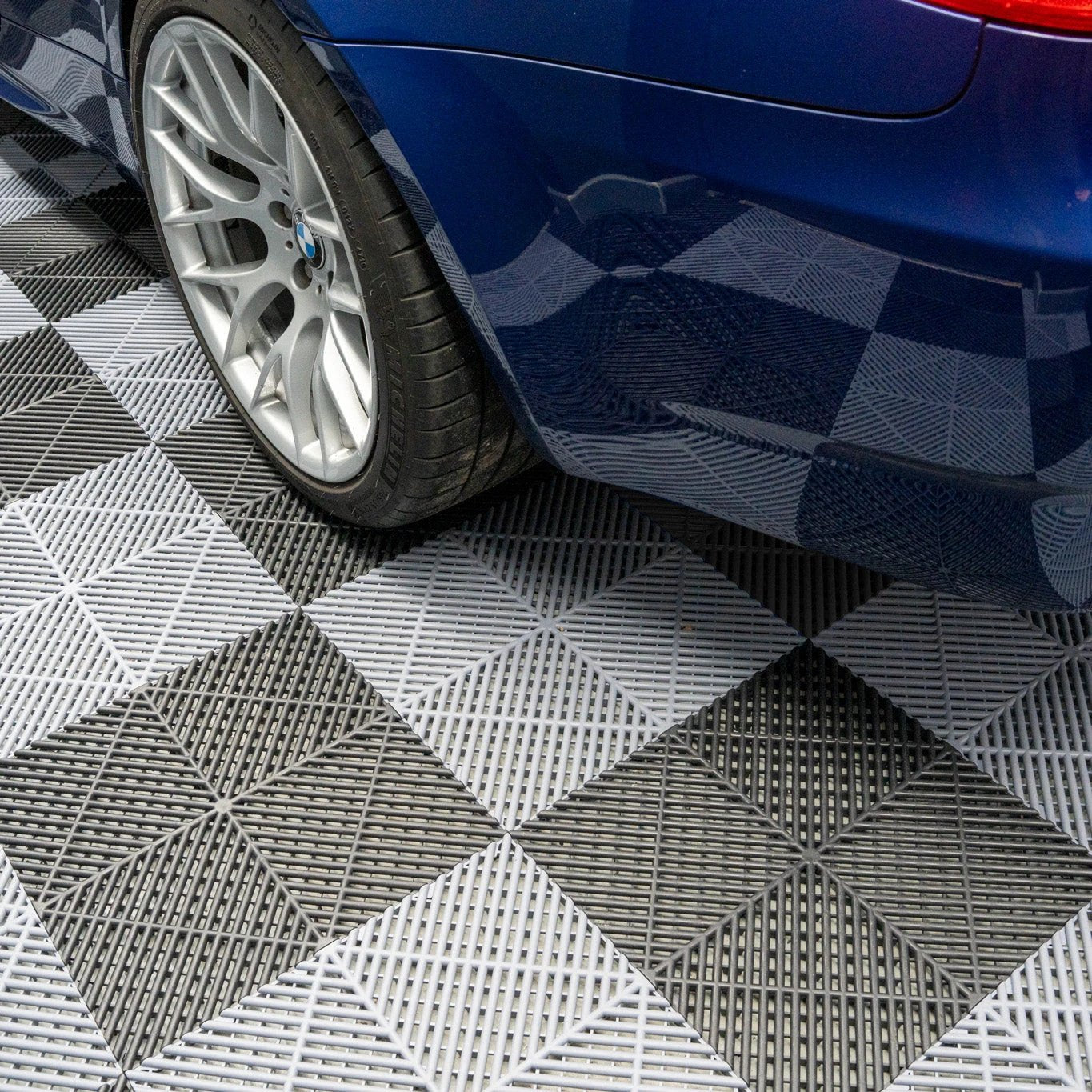 Vented Garage Floor Tiles With Edges – 120 Black & 120 Grey by Monster Shop