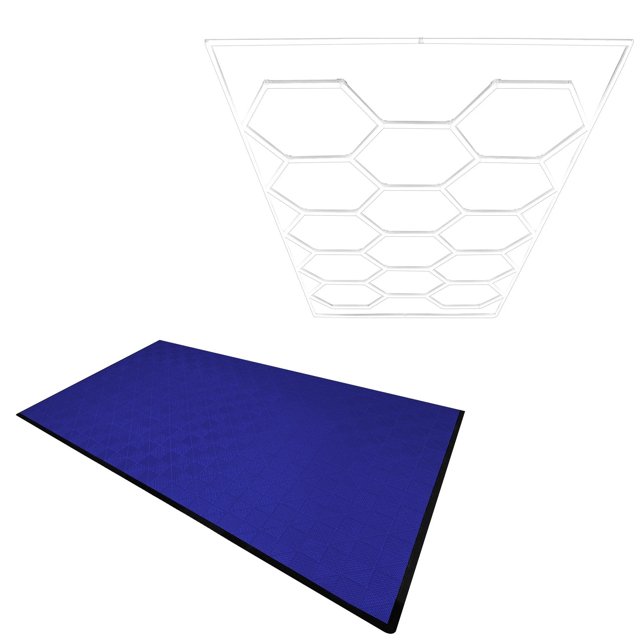 Monster Shop Hexagon LED Light & Vented Garage Floor Tiles x 120 With Edges - Blue -
