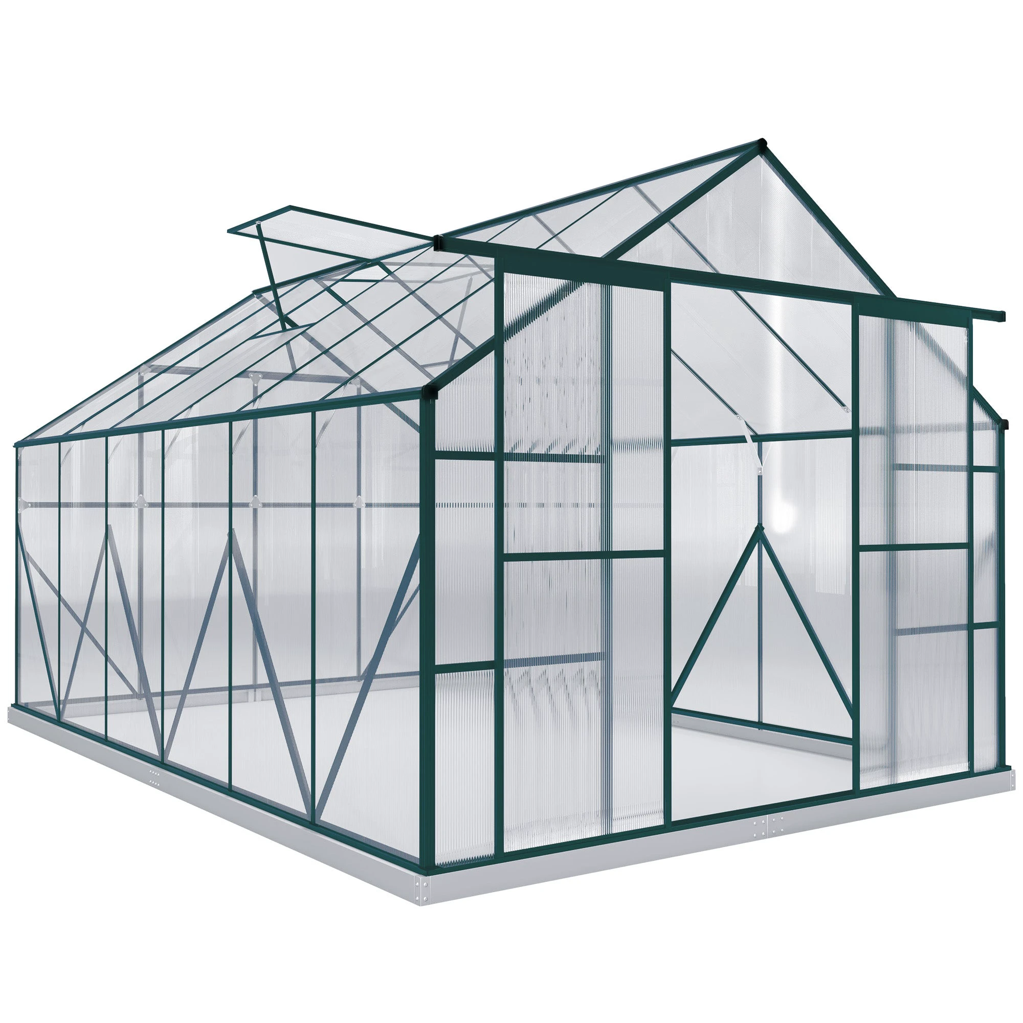 Unbranded Outsunny Walk In Greenhouse 8x12 Ft With Polycarbonate Panels And Double Sliding Door For Gardeners - Greenhouse
