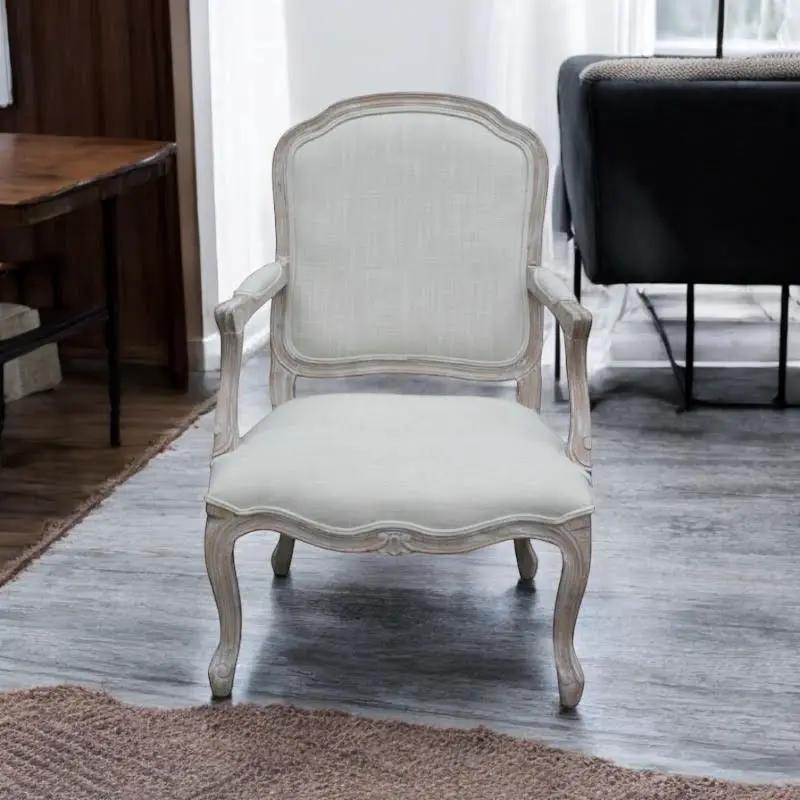 MSL 95CM LINEN FABRIC LOUIS CHAIR - Fabric Dining Chairs