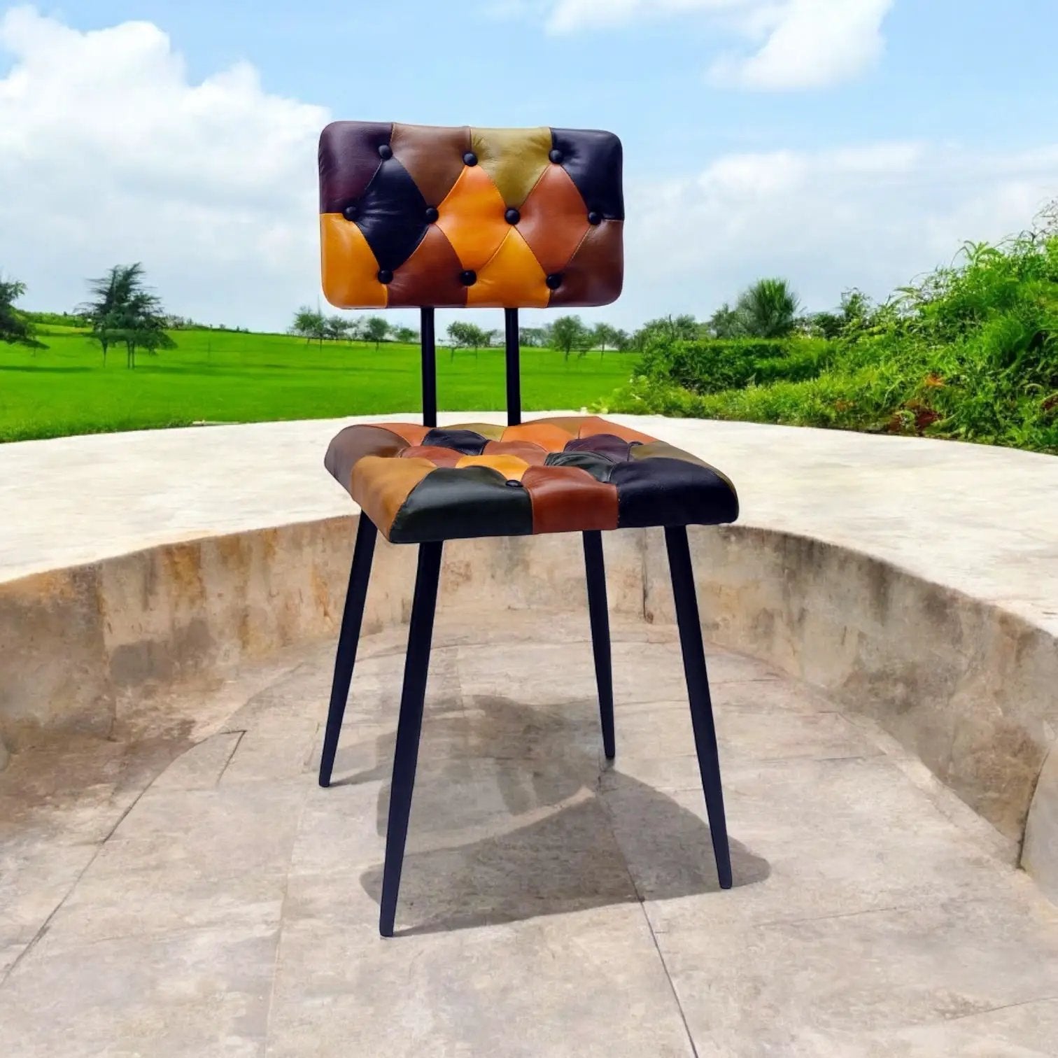 MSL 85CM LEATHER CHAIR Harlequin diamond pattern - Dining Chairs