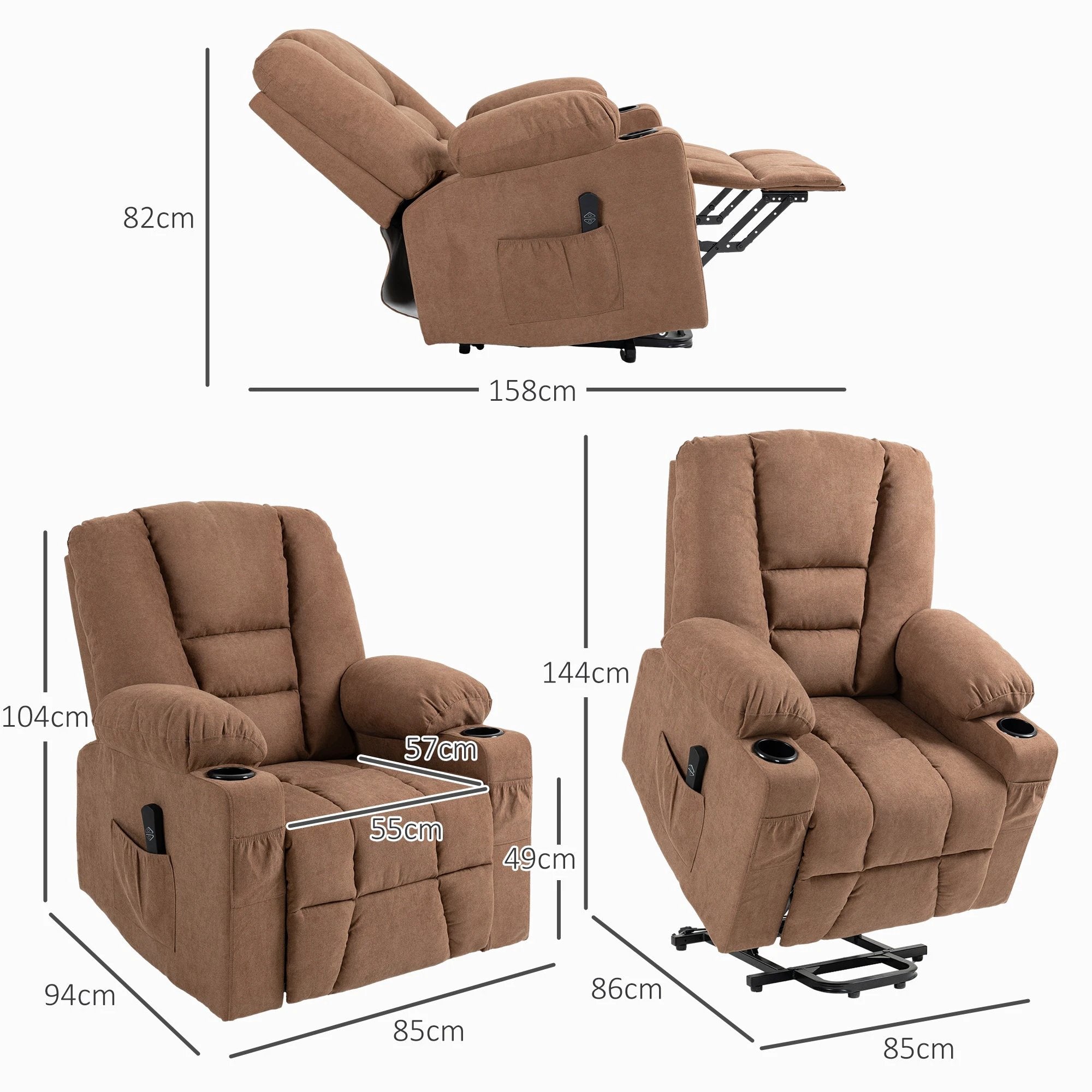 HOMCOM HOMCOM Riser and Recliner Chair w/ Remote, Lift Chair for Elderly, Light Grey - Recliner