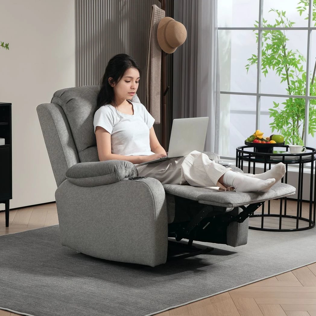 HOMCOM Recliner Armchair for Living Room, Recliner Chair with Cup Holder by HOMCOM