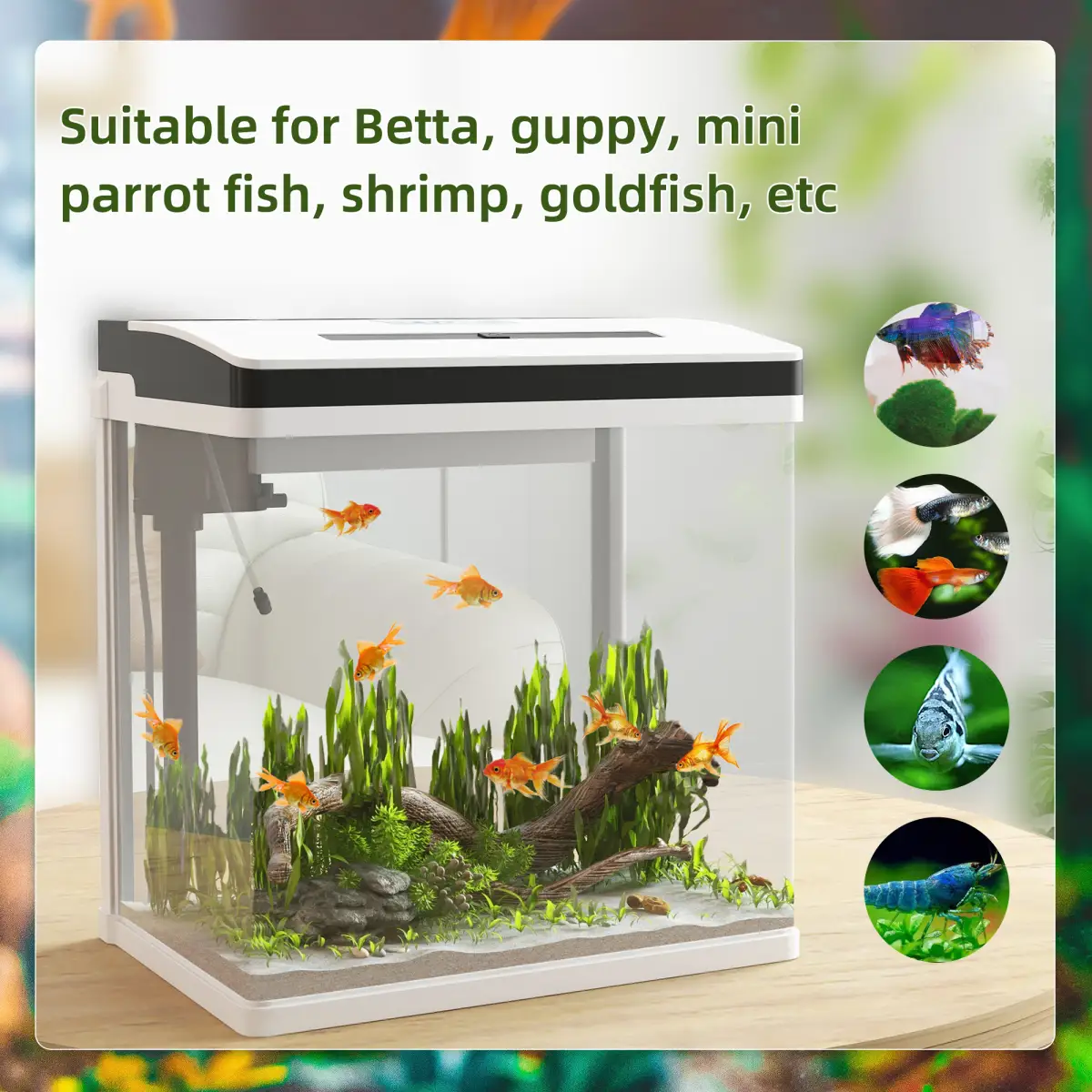 PawHut PawHut Aquarium 28L Glass Fish Tank w/ Filter, LED Lighting, Water Pump - Aquariums
