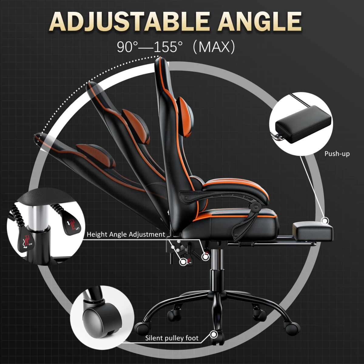 Premium Gaming Chair Height Adjustable With Footrest Gamer by N/A